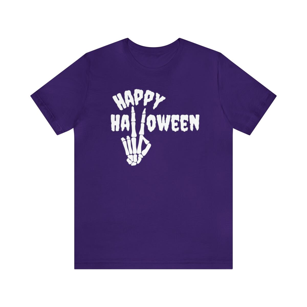 Happy Halloween Skeleton Peace Sign T-Shirt Bella Canvas S разноцветный