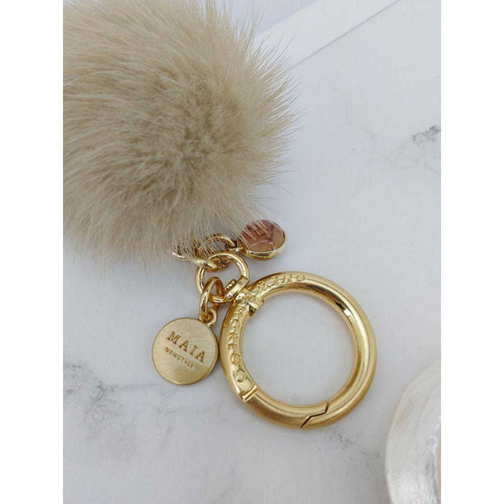 MAIA Mink Fur Keychain & Charm - Beige