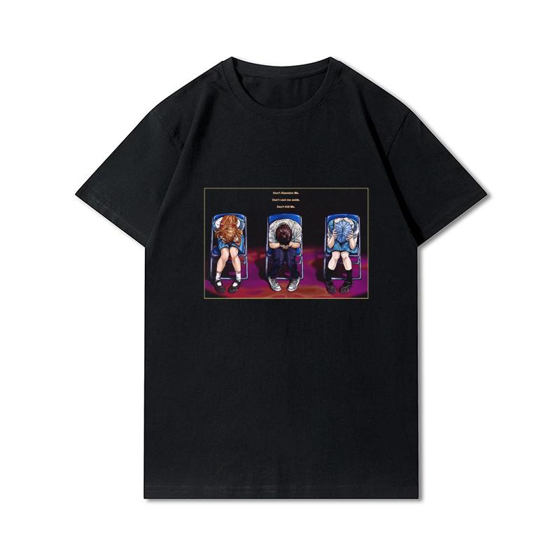 Herre Premium bomull Harajuku T-skjorte Evangelion Asuka Plakat Anime skjorte print T-skjorter Funny Style rundhals bomull T-skjorte Uformelle T-skjorter