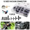 Kit Assortimento Connettori Sottovuoto 113 Pezzi Tubi Sottovuoto Automobilistici Connettori a T Giunti Tubo Spruzzatore Acqua Tubo di Collegamento Tergicristallo Auto
