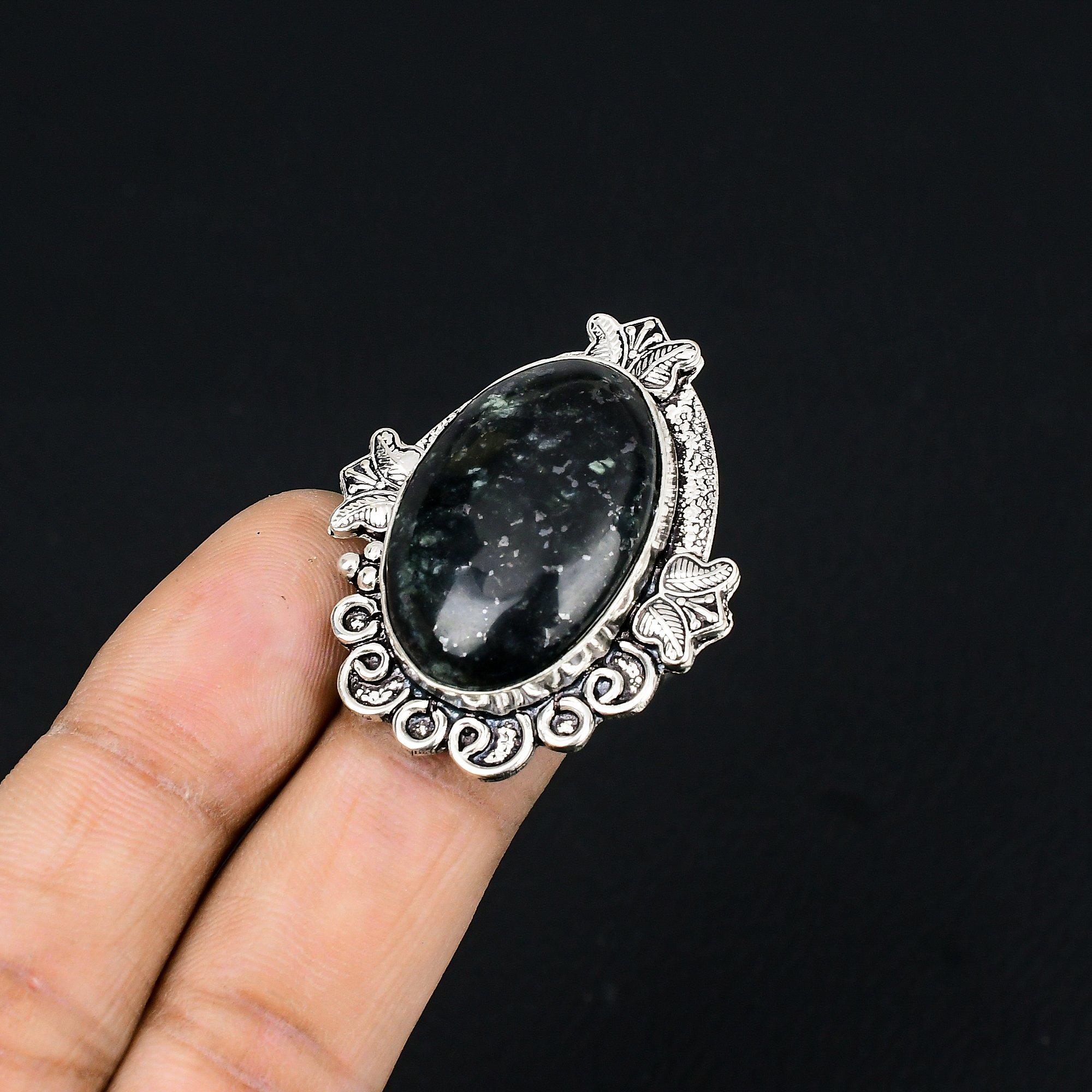 Natural Nepharite Gemstone Stackable Ring Size 8 925 Sterling Silver For Girls 8