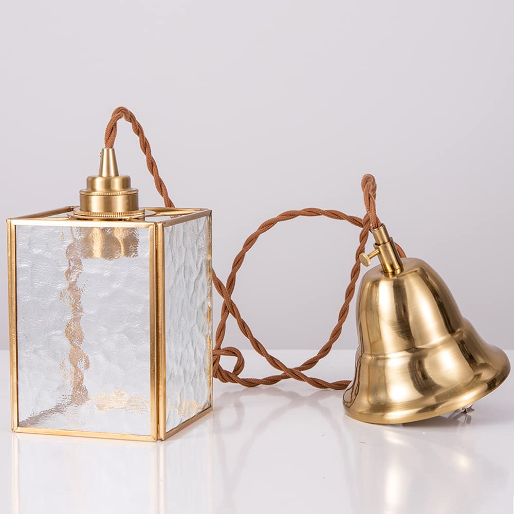 Chende Pendant Glass and Hanging for Living Dining Ceiling LED Bulb Room Light, Brass, 1-Light, Stylish, Nordic, Retro, Simple, Antique, Lamp,