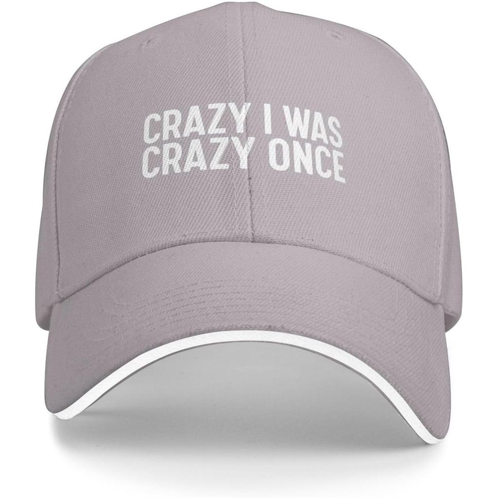 Crazy I Was Crazy Once Funny Baseball Cap Polyester Casual Adjustable Hat Unisex