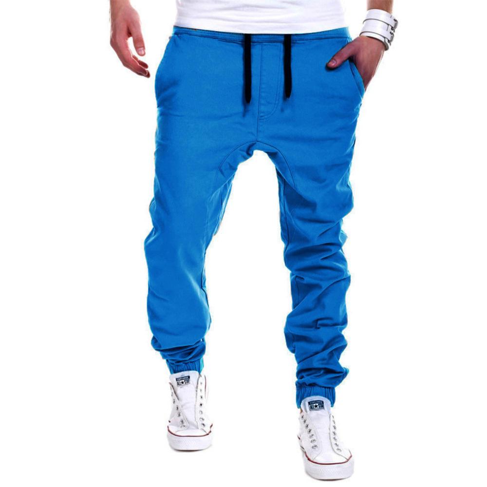 Pantalon de survêtement pour hommes, couleur unie, avec cordon de serrage, taille élastique, sport décontracté, entraînement, Fitness, ample, survêtement