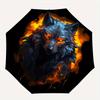 1pc Flaming Wolf Durable Cartoon Folding Umbrella, Portable Compact Umbrella for Men and Women R092