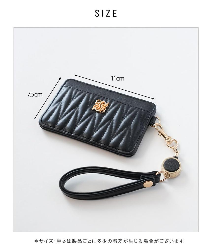 Alto Rose Blue Pass Case, Card Holder, Commuter IC Card Case, with Reel and Strap, Quilted, Cute, Rosia Series, Synthetic Comparison, Nuanced, Muted