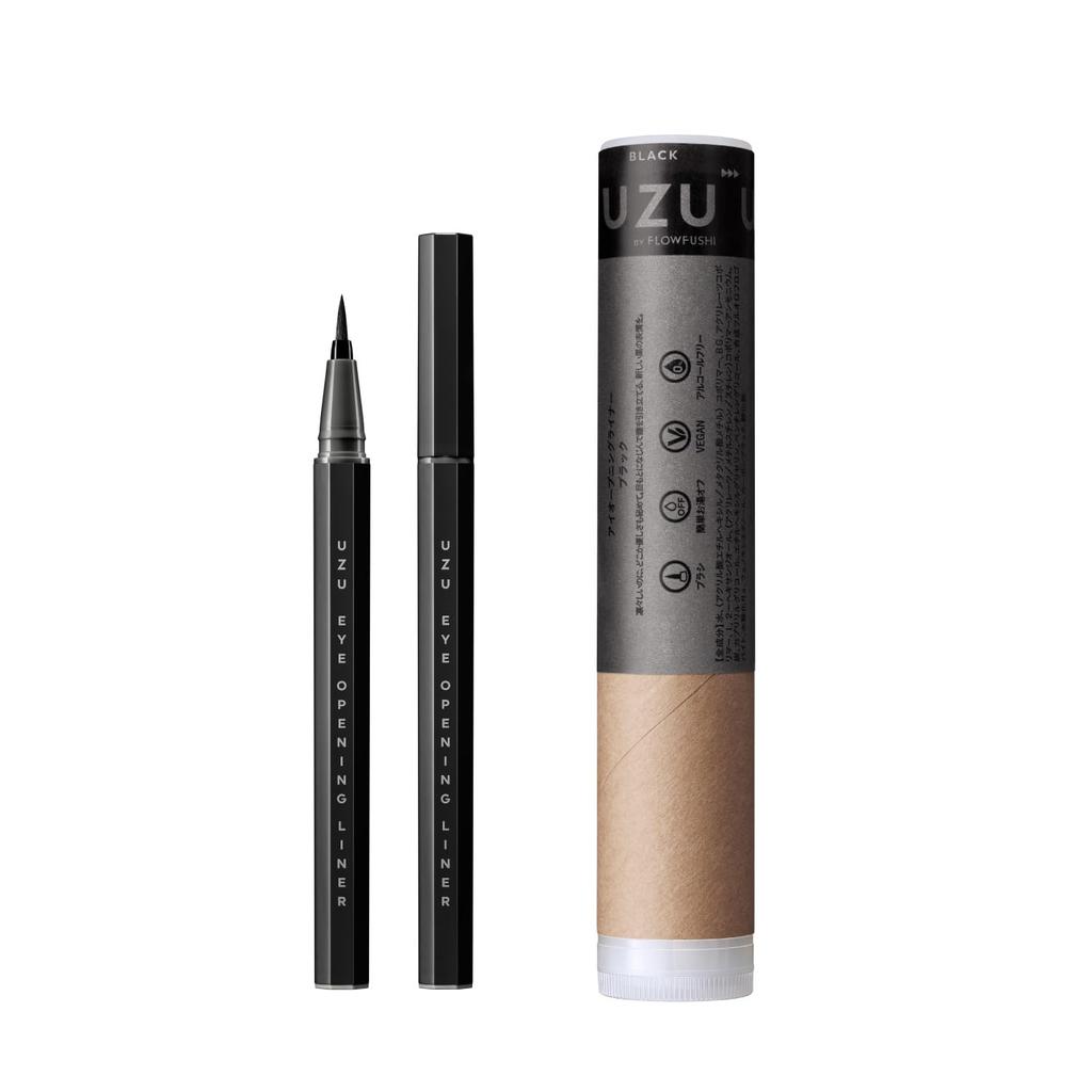 UZU Eye Opening Liner Charcoal Hemp Liquid Removes with Warm Hypoallergenic [Black/Bamboo & Charcoal] Eyeliner, Water, Alcohol-Free, Dye-Free,
