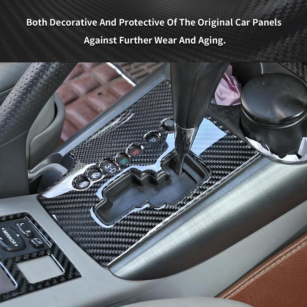 Real Soft Carbon Fiber Car Center Console Gear Shifter Panel Trim Frame Sticker,Fit for Toyota Old RAV4 2006-2012 Car Decoration Accessories (Black