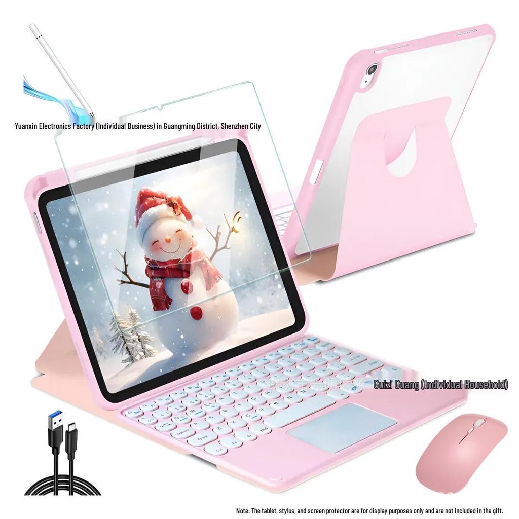 Samsung S10 Lite/S9 FE Tablet Case with 360° Rotating Magnetic Leather Cover and Wireless Bluetooth Keyboard