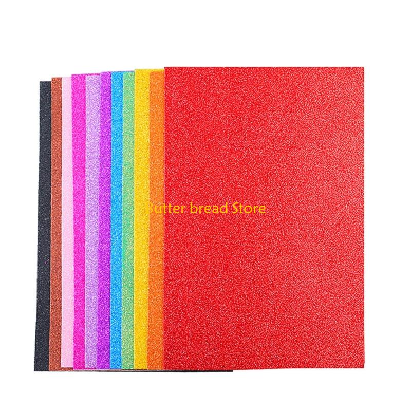 W89C 10Pcs Glittering Sponge Paper 2mm Thickness Adhesive Craft Paper Assorted Color