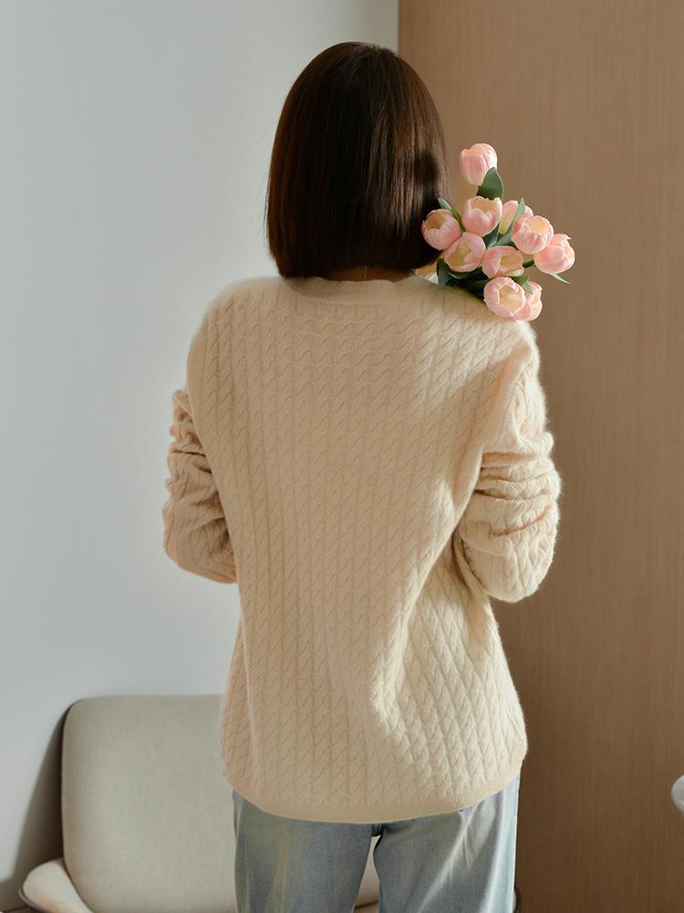 Women's Cashmere Sweater Qinghe Cashmere 30% Cashmere 70% Wool Autumn and Winter Cashmere Pullover Soft and Warm