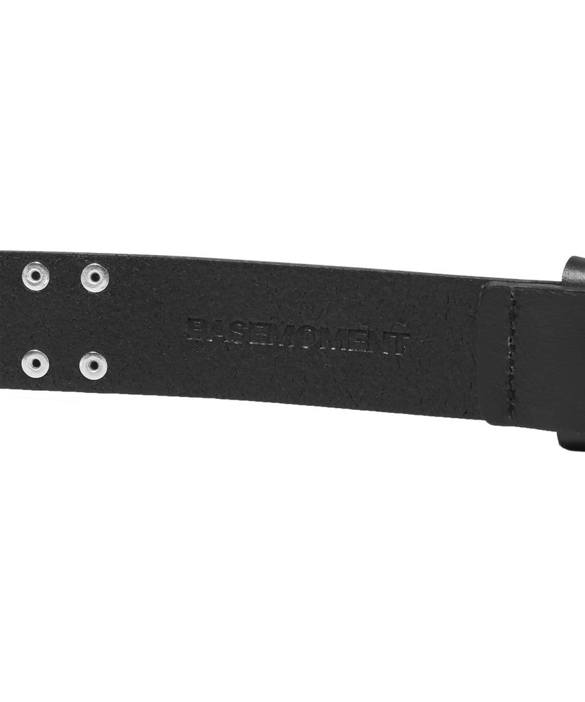 BASEMOMENT Leather Studded Belt Black