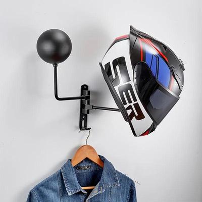 Motorcycle Helmet Holder Bracket, Black Wall-mounted Double Ball Type