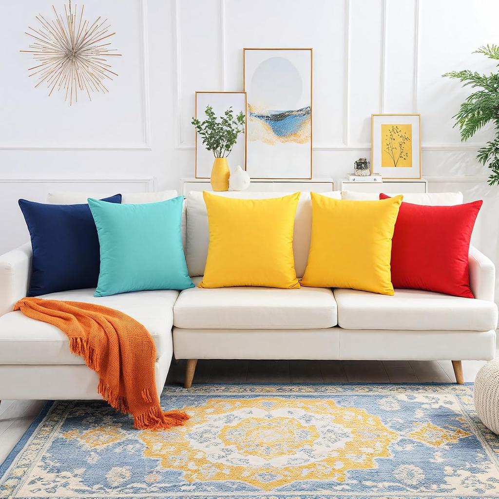 Premillow Outdoor Pillow Covers Set of 2, Decorative Farmhouse Waterproof Pillow Covers, Solid Linen Pillowcase Cushion Covers for Patio Garden