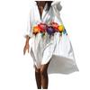 Women Summer Bohemian Dress Casual Print Shirt Dress For Women Fashion Long Sleeve Beach Hawaiian Cover Ups Dresses Clubwear Button Down