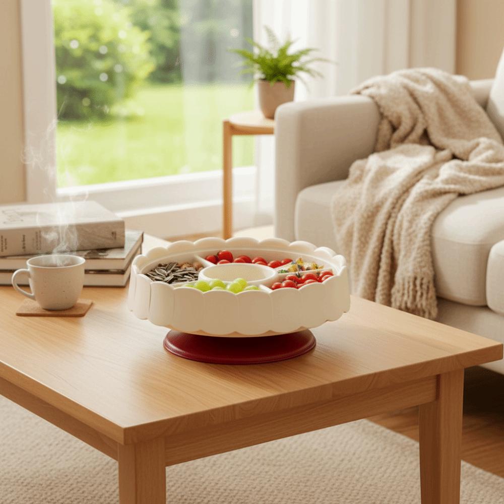 Red Snack Serving Tray with Lid Fruit Plate Multifunctional Candy Box  Spring Festival