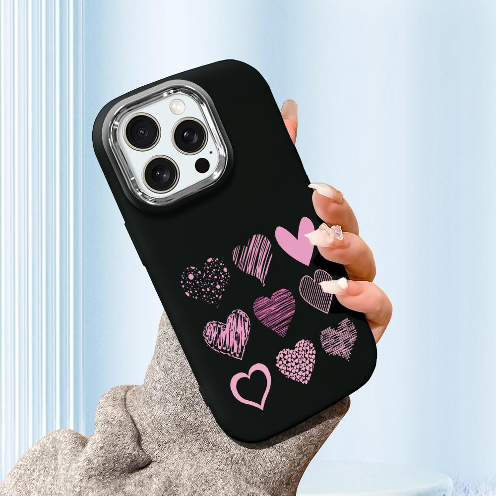 For iPhone 15 14 13 11ProMax 14 15 16 Samsung S25 S24 S23 S22 Redmi 10 13 14C Cartoon Black Cat Silver Edge Soft Liquid Silicone Protective Casing