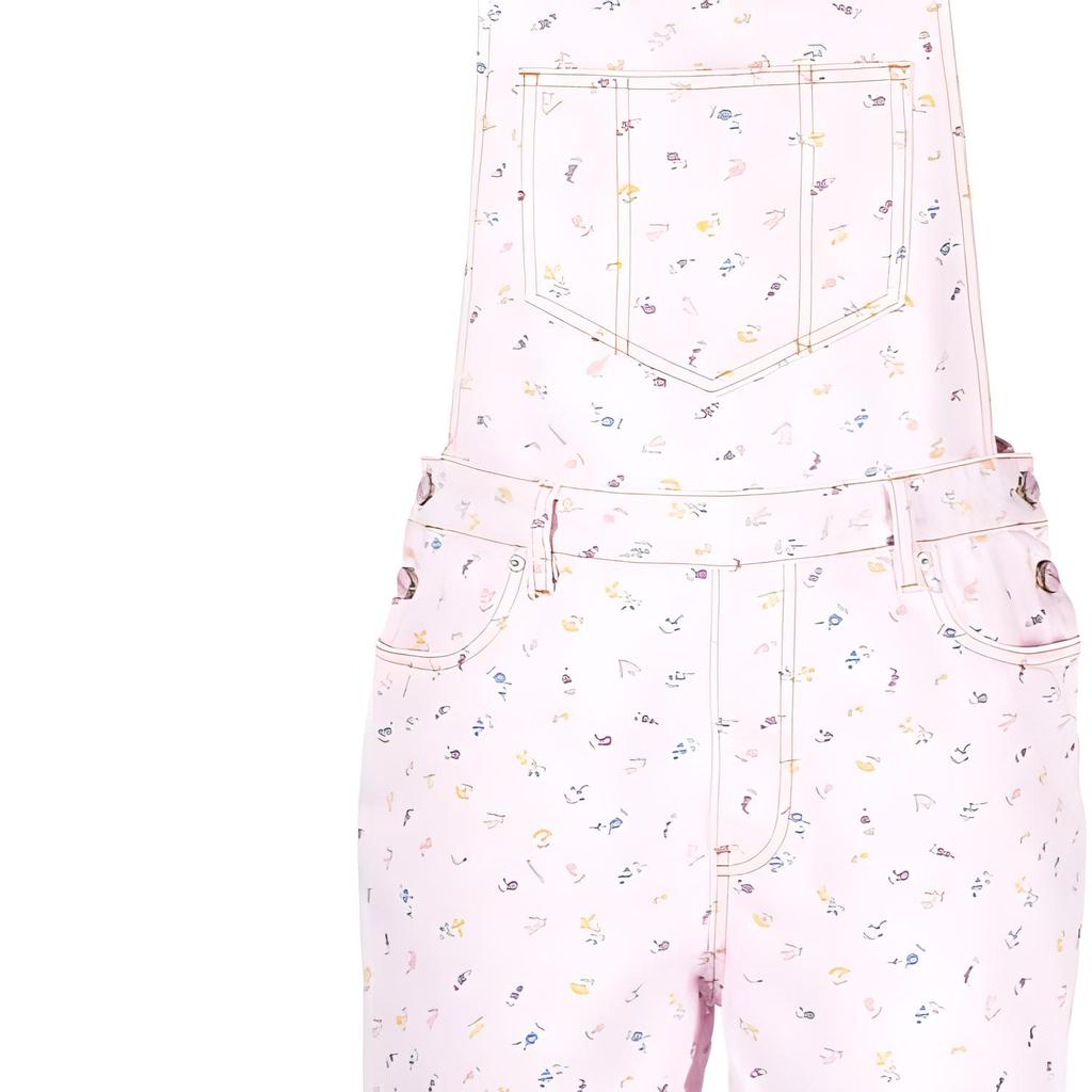 Ganni Floral Print Short Overalls Women overalls Light-Pink J1214
