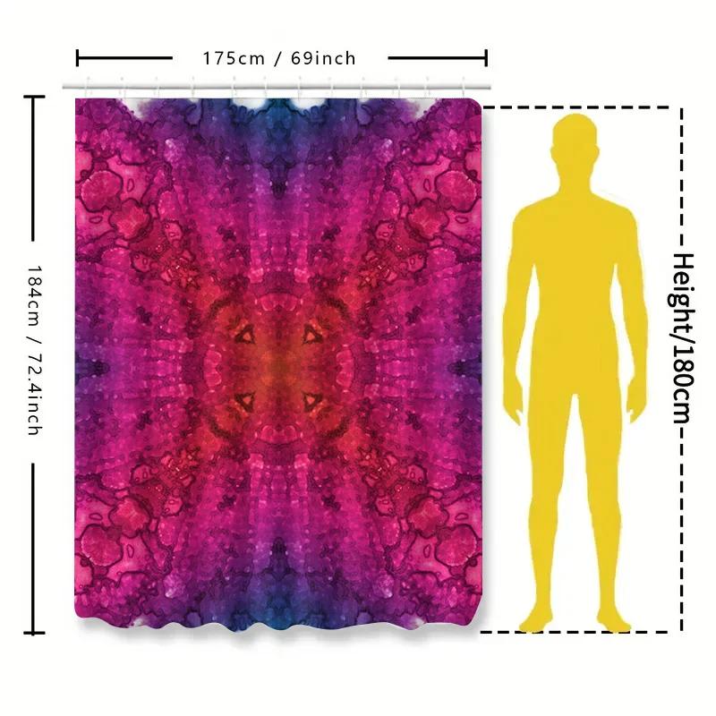 Kaleidoscope Watercolor Shower Curtain Pink Purple Gradient Pattern For Bathroom Decorations.