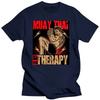 Maglietta Terapia Muay Thai da Uomo Cotone Puro Maglietta Urbana Maniche Corte Spirito Combattente Arte Marziale Thailandese T-shirt Abbigliamento Regalo