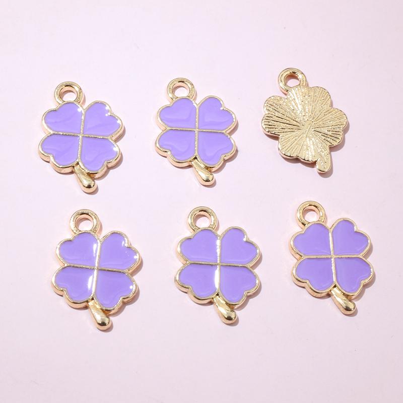 20pcs 18x12mm Enamel Clover Charms Pendant Alloy Metal DIY Jewelry Making Accessories Findingsn for Bracelet Earrings Necklace