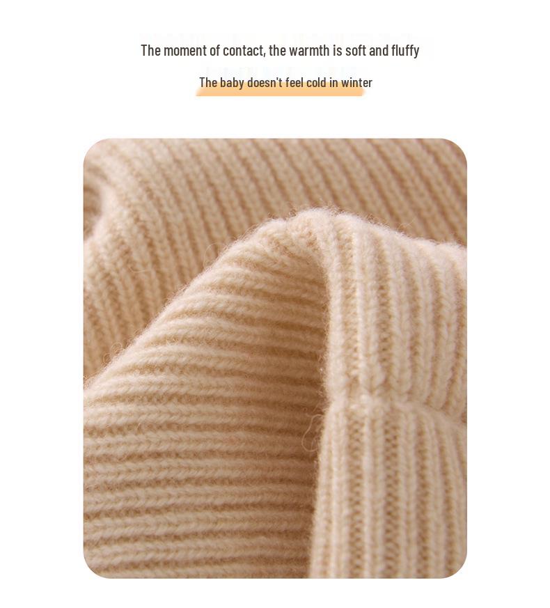 Children's Cashmere Wool Knit Ear Protection Hat - Cute, Versatile, and Warm for Babies and Toddlers.