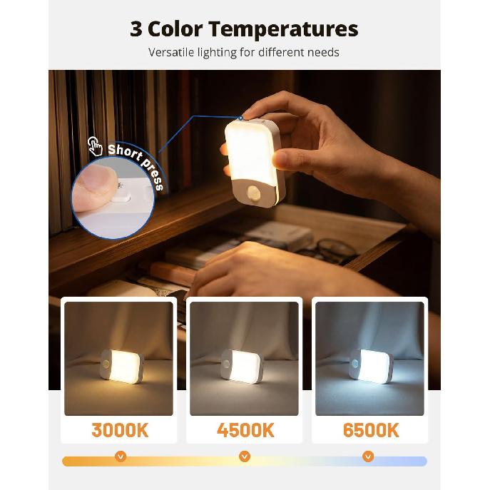 wowatt Rechargeable Night Light Motion Sensor, Magnetic Battery Night Light