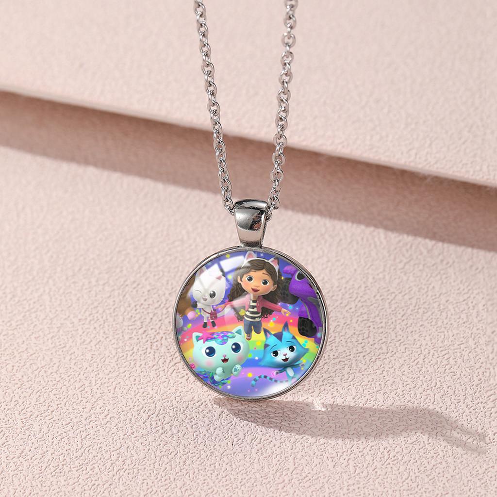 Gabby's Dollhouse Geometric Alloy Necklace With Colorful Gemstone Pendant For All Styles
