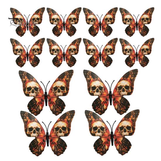 

12 шт. Наклейка на стену на Хэллоуин 3D стерео череп бабочка наклейка готический винтажный домашний декор для окон, дверей, холодильника декор Skull