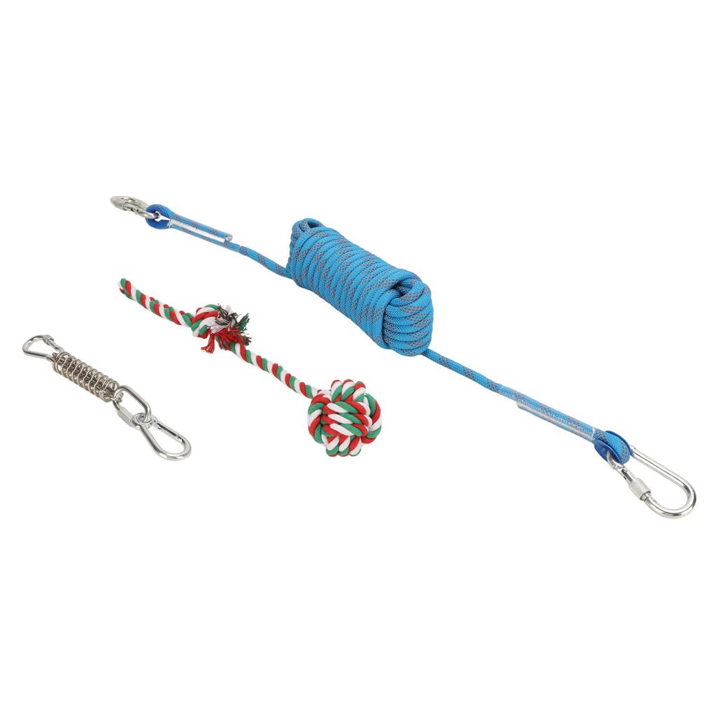Spring Pole Dog Rope Toys 32.8ft Stainless Steel Adjustable Height Heavy Duty Muscle Builder