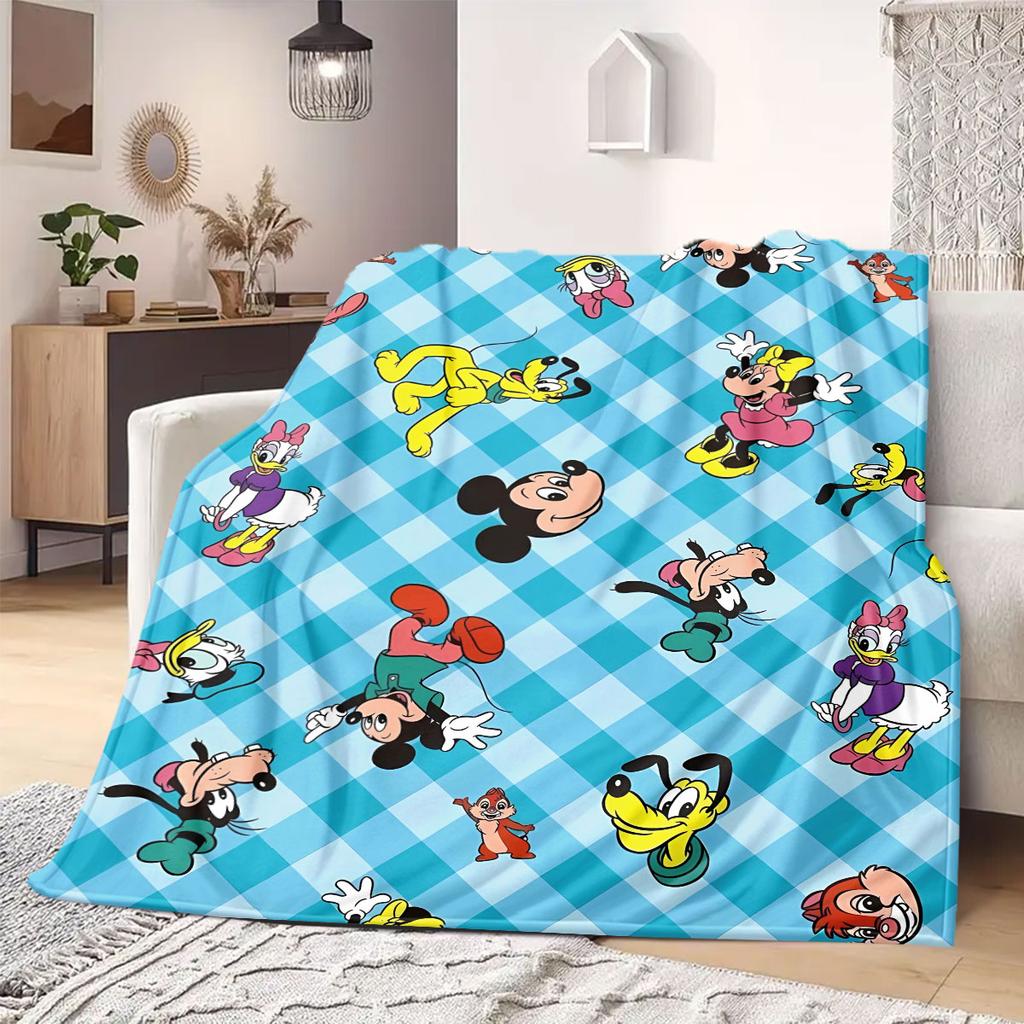 Mickey Flannel Blanket Cartoon Print Home Decor for Sofas Beds Bedrooms Chairs Travel Picnics Various Sizes Gift New