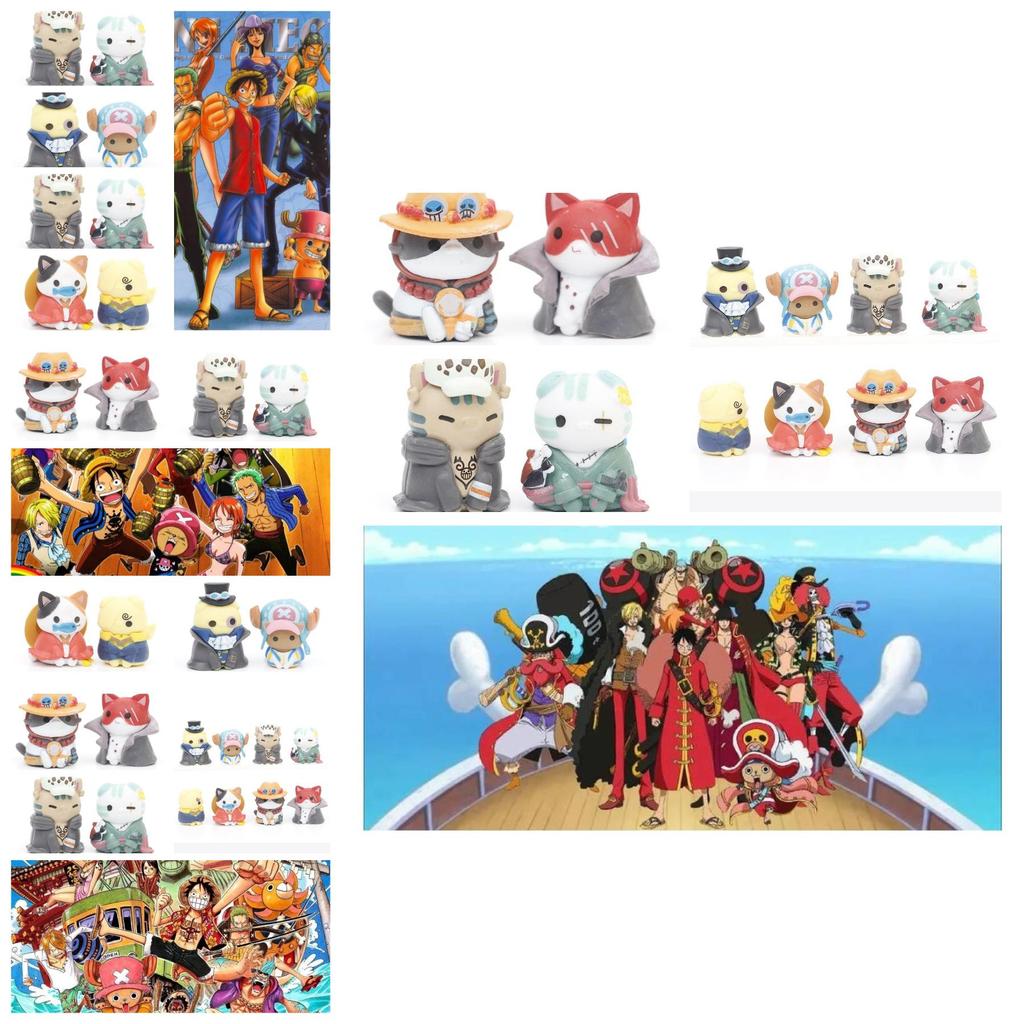 Pvc Collectible Cake Toppers 8 Adorable Cat Mascots Cosplaying Pirates