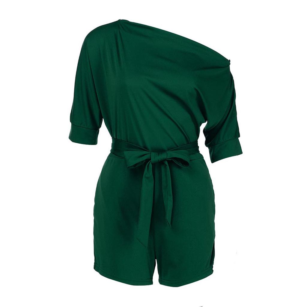 Women's Sexy Off Shoulder Ruffle Short Romper Fashion Casual Jumpsuit