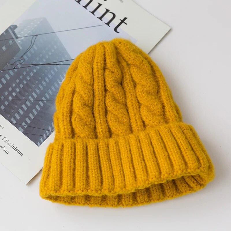 Neue Candy Farben Gestrickte Hüte Für Frauen Kpop Stil Twist Woolen Beanie Hut Herbst Und Winter Weibliche Kappe Halten Warme winter Hut