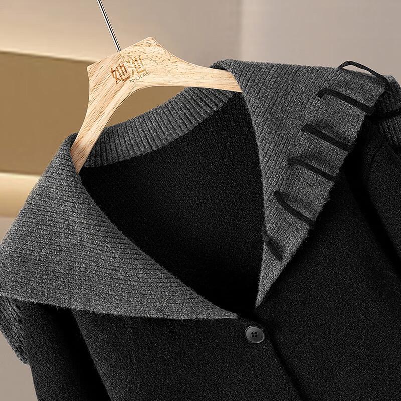 Women's Wool Blend Lapel Cardigan Sweater