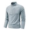 Polo da uomo a maniche lunghe con mezza zip, ad asciugatura rapida, in seta ghiacciata, per fitness e corsa