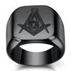 Multicolor Freemason Logo Stainless Steel Ring - 18MM Etched Design