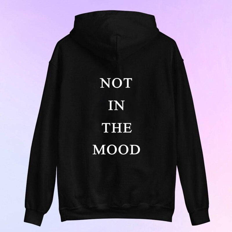 Not In The Mood Hoodie Aesthetic Women Long Sleeve Jumper Slogan Hoody Pullovers