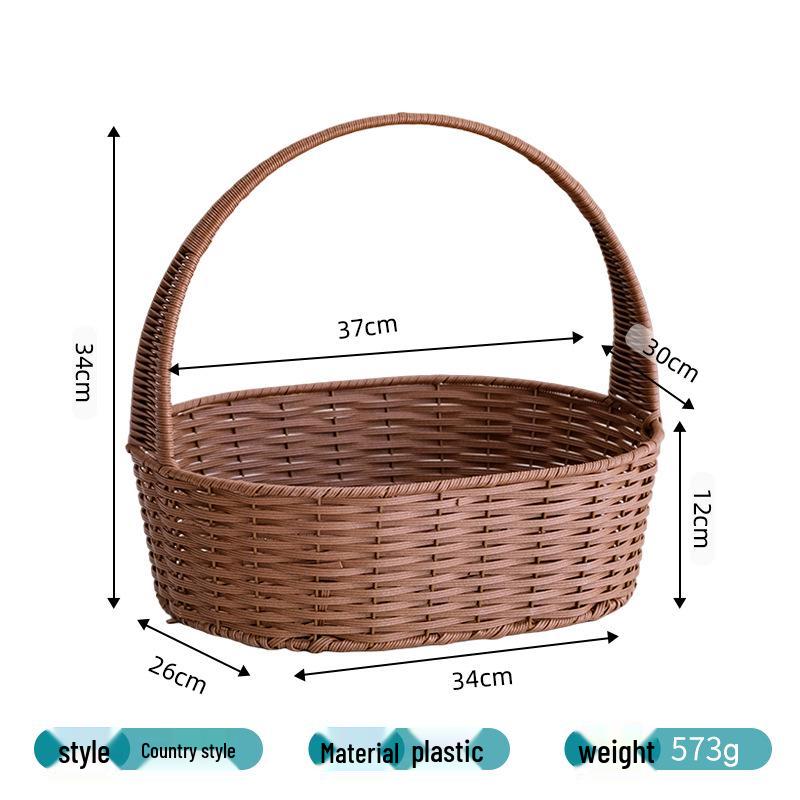 Pastoral Woven Rattan Flower Basket for Home Storage and Picking