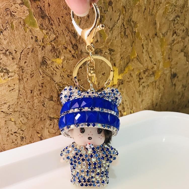 Monchchi Diamond Keychain Cute Monkey Keyring Kawaii Monchichi Hanging Ornament Car Key Chain Children Birthday Gifts s Carry Mini Lightweight
