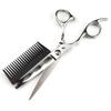 6.0" Left-Handed Hairdressing Scissors with Comb - Barber, Straight, Bang Scissors