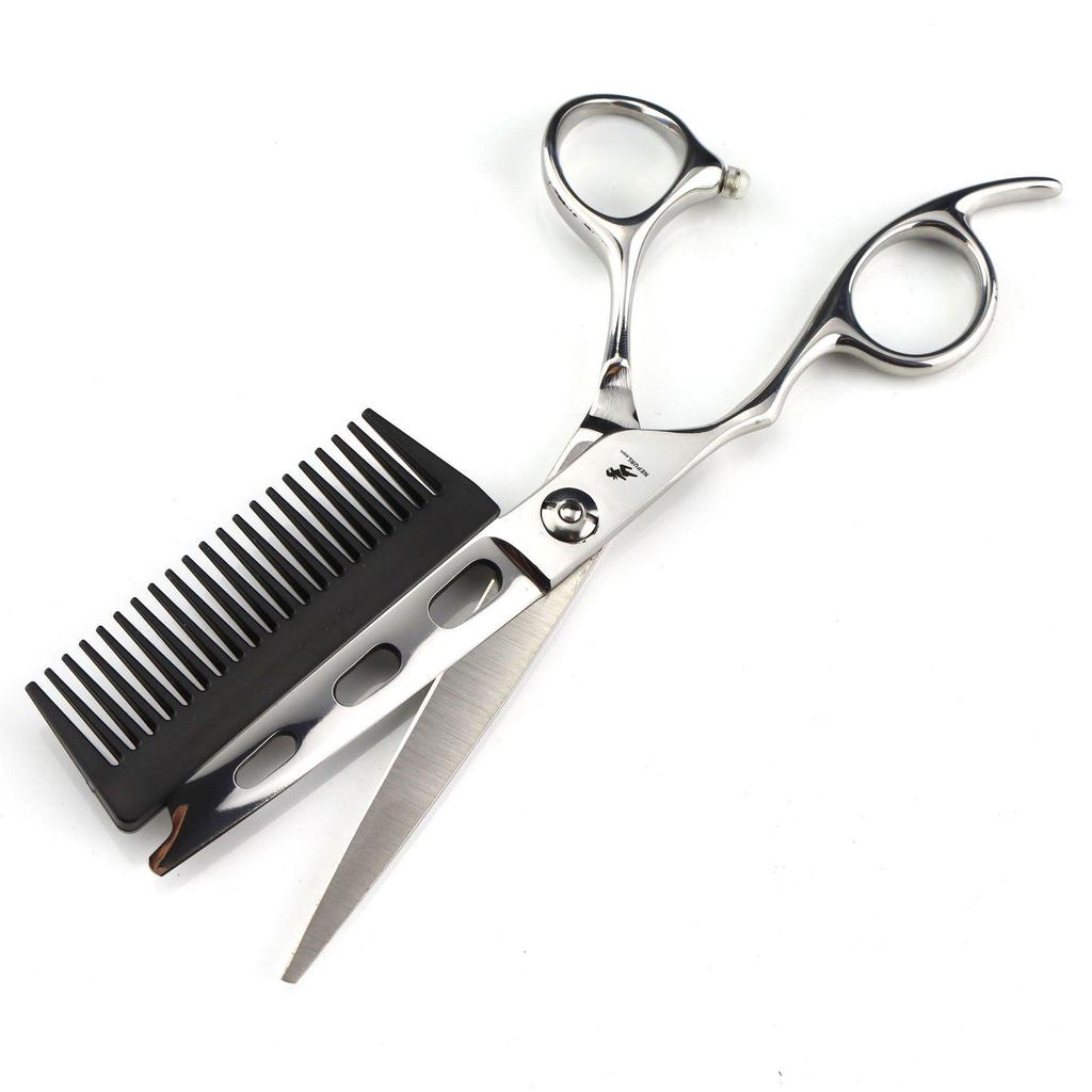 6.0" Left-Handed Hairdressing Scissors with Comb - Barber, Straight, Bang Scissors