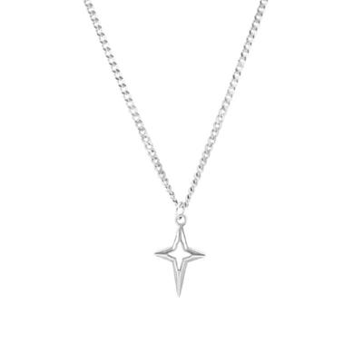 Nastavitelná délka řetízku na krk Trendy choker s přívěskem čtyřcípé hvězdy Unisex náhrdelník Svetrový řetízek pro každodenní nošení