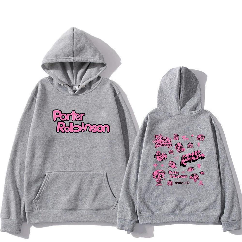 Porter Robinson Smile World Tour Hoodie 2024 – Lustiger Hoodie für Damen und Herren im Harajuku-Stil, Unisex-Winter-Fleece-Pullover