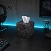 Matte Gray Tissue Holder Sci-fi Theme Box with Smooth Paper Extraction Large Capacity Cubic Design Towel Extraction Organizer Hard Shell
