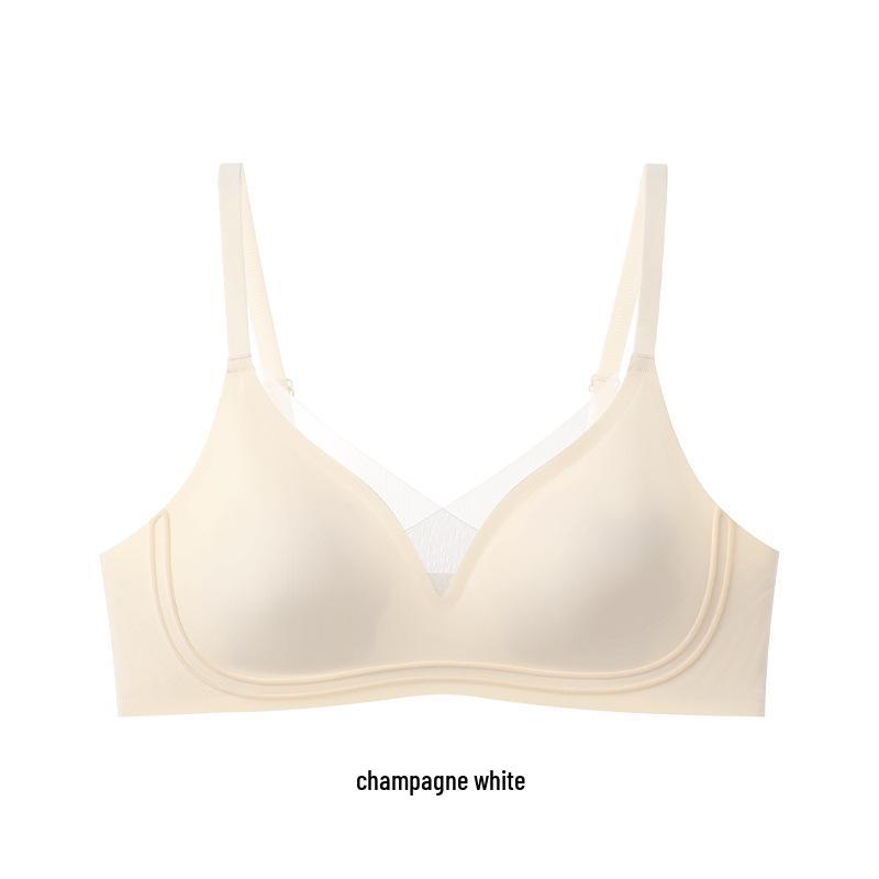 

Бесшовное желеобразное нижнее белье: Женский легкий дышащий сетчатый бюстгальтер без косточек с поддержкой чашечек-лепестков L (100-115 lbs) шампанского/белый