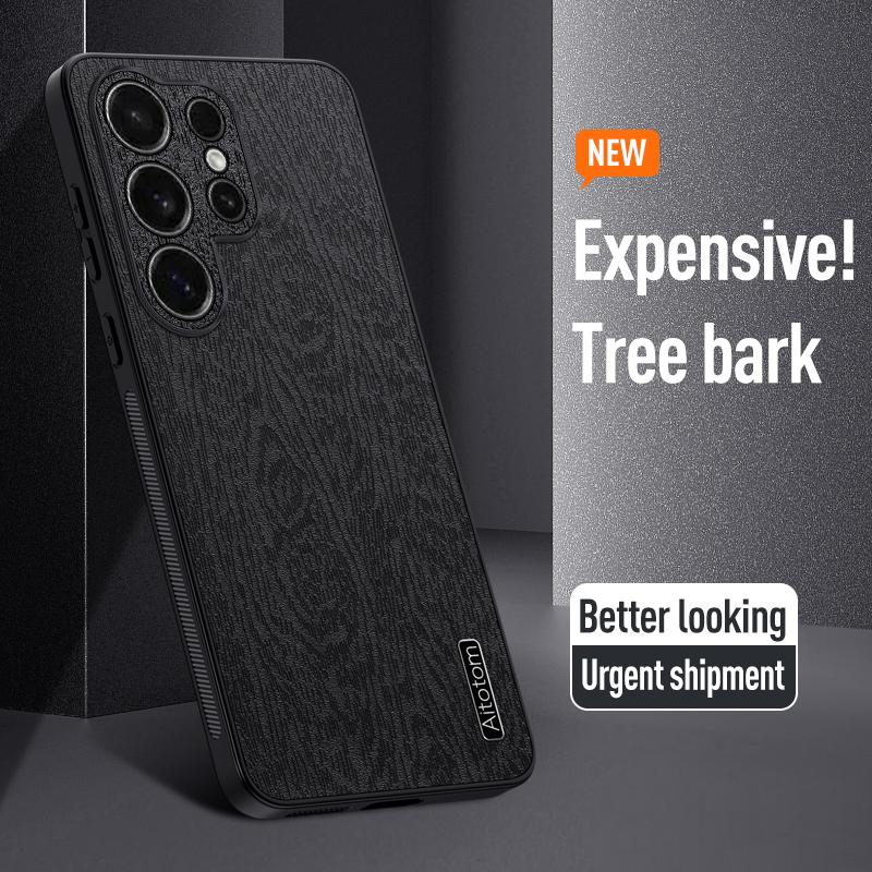 Slim Wood Grain Leather Case For Samsung Galaxy S26 Ultra S25 Edge S24 FE S23 S22 Plus A57 A37 A56 A36 A26 A16 A35 A25 A15 5G Shockproof Case Cover