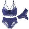 Plus Size Sexy Lingerie Three-Piece Set Lace Trim Breathable Ultra-Thin Bra Set Push-Up and Shaping Bra Skin-Friendly and Comfortable Panties