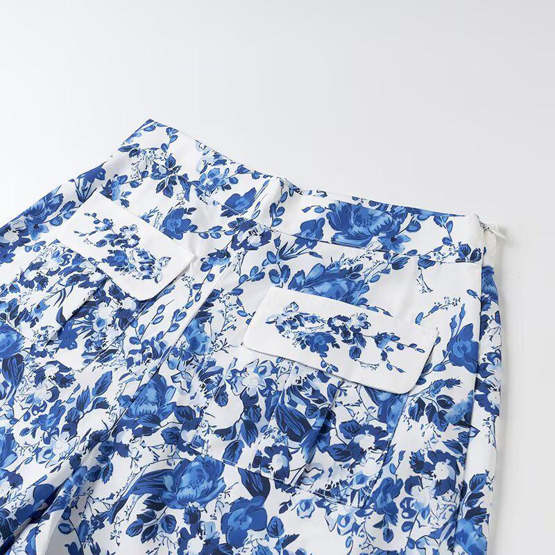 Spring 2025 Women's Ethnic Print Shirt & Shorts Set - European & American Style