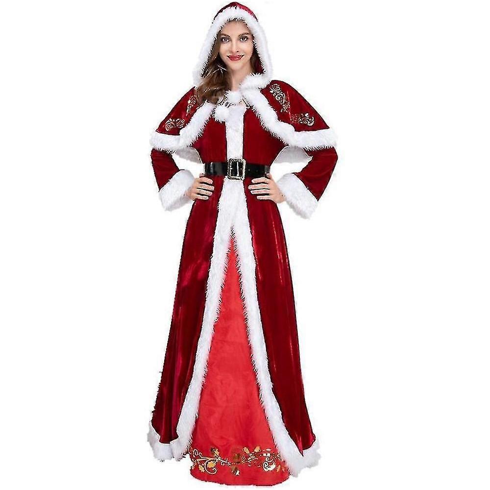 Plus Size Deluxe Velvet Adults Christmas Costume Cosplay Couple Santa Claus Clothes Fancy Dress Xmas Uniform Suit For Men Women M